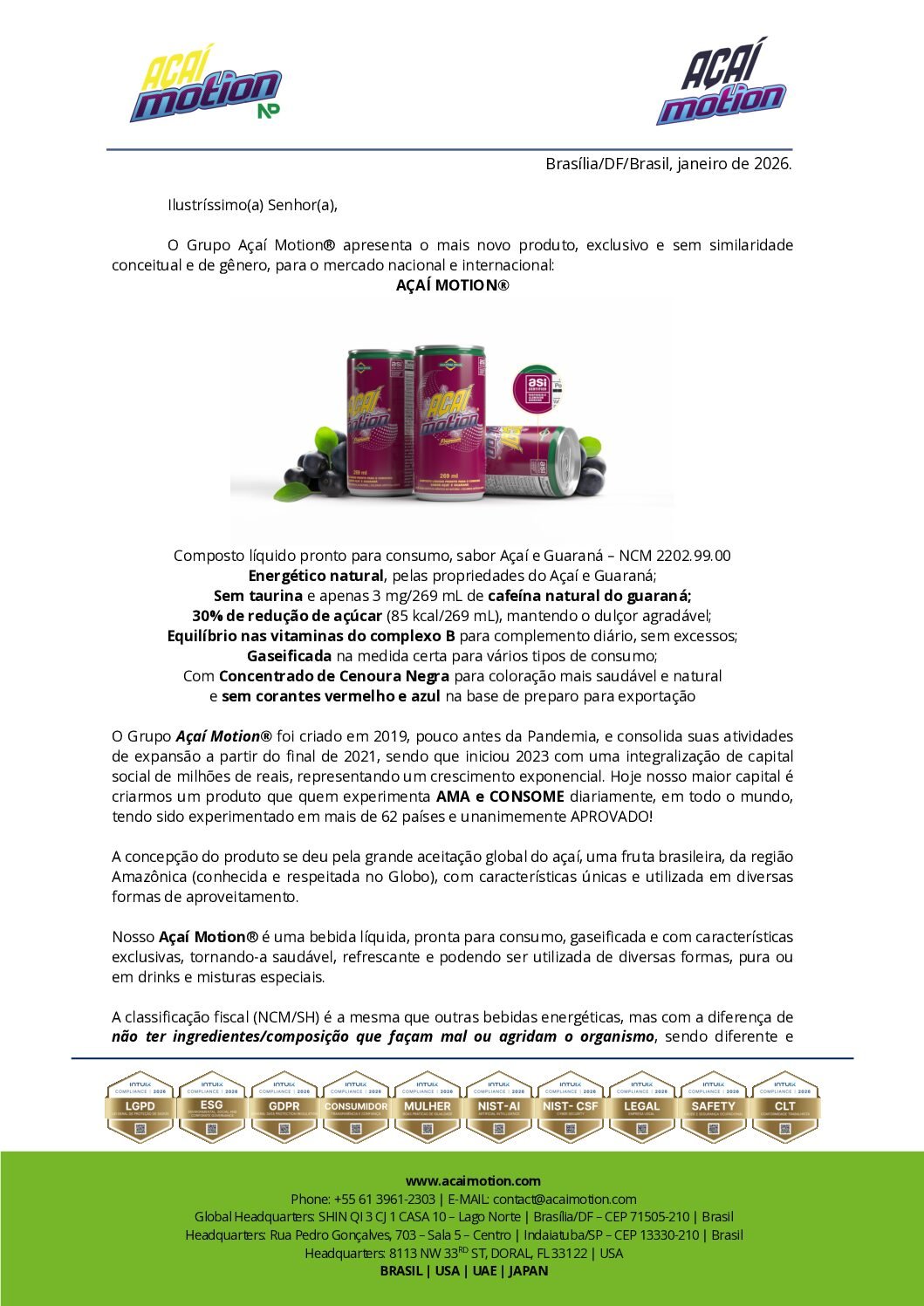 Carta apresentação Açaí Motion – Nacional 2026